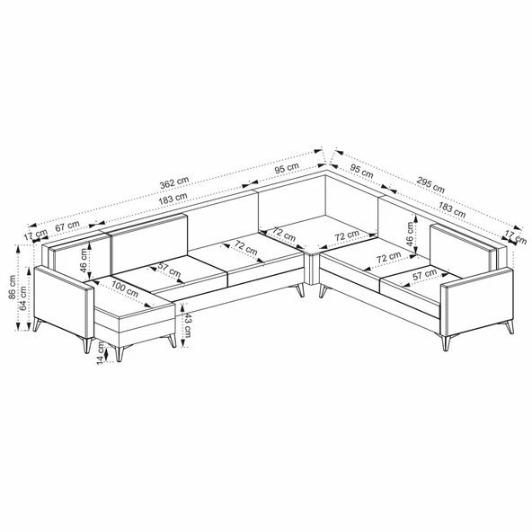 Minar Kristal Dinlenme+3+Köşe+3 Köşe Takımı Antrasit - 7