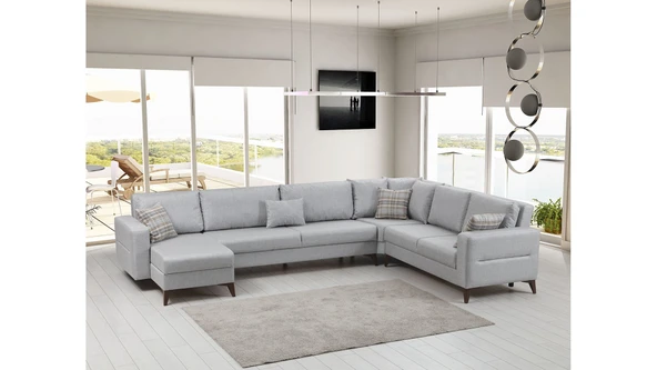 Minar Kristal Dinlenme+3+Köşe+2 Köşe Takımı Açık Gri - Resim 2