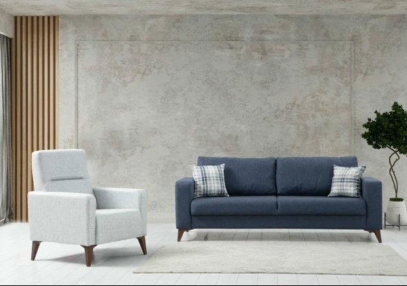 Minar Kristal 3+1 Berjer Koltuk Takım Antr+Açık Gri ürün görseli