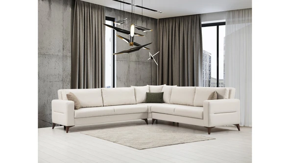 Minar Kristal 3+Köşe+3'Lü Köşetakımı Bej - Resim 2