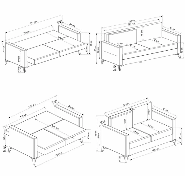 Minar Kristal 3+2 Koltuk Takımı Açık Gri - Resim 8