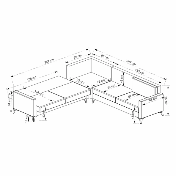 Minar Kristal 2+Köşe+2' Li Köşe Takımı Bej - Resim 4