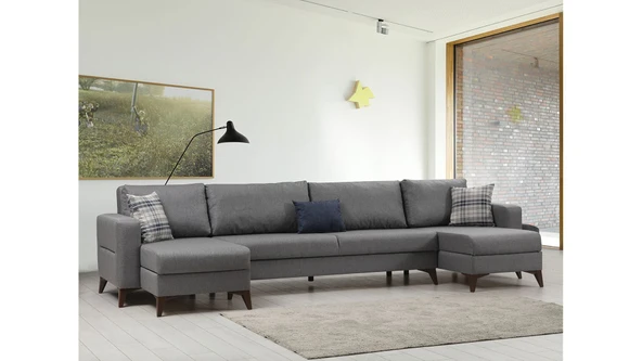 Minar Kristal Dinlenme+2+Dinlenme Köşe Takımı Koyu Gri