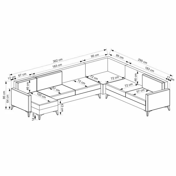 Minar Kristal Dinlenme+3+Köşe+3 Köşe Takımı Açık Gri - Resim 6