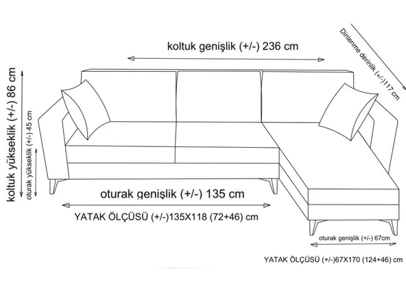 Minar Kristal 2+Dinlenme Köşe Takımı Açık Gri - 6