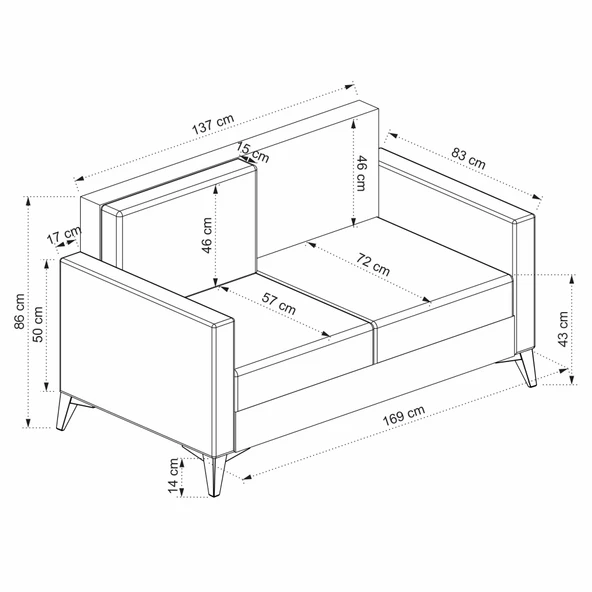 Minar Kristal 2'Li Koltuk Antrasit - Resim 8