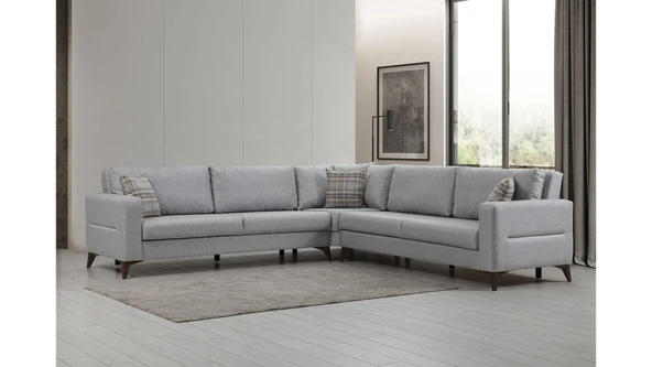 Minar Kristal 3+Köşe+3'Lü Köşetakımı Açık Gri - Resim 2