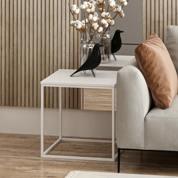 Minar Başak Sehpa Beyaz (Beyaz Ayaklı) - Resim 3