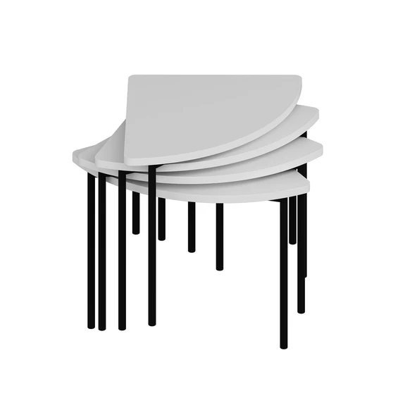 Minar Emma Zigonlu Orta Sehpa Takım-Beyaz Beyaz - Resim 6