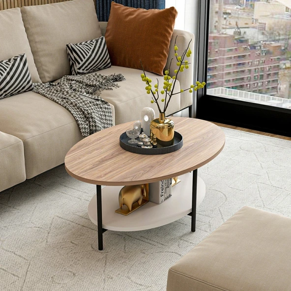 Minar Elis Metal Orta Sehpa-Kaman-Beyaz - Resim 2