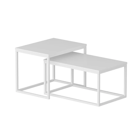 Minar Leka Metal Orta Sehpa Beyaz Ayaklı-Beyaz - Resim 7