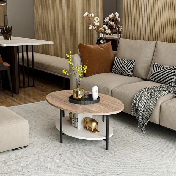 Minar Elis Metal Orta Sehpa-Kaman-Beyaz - Resim 6