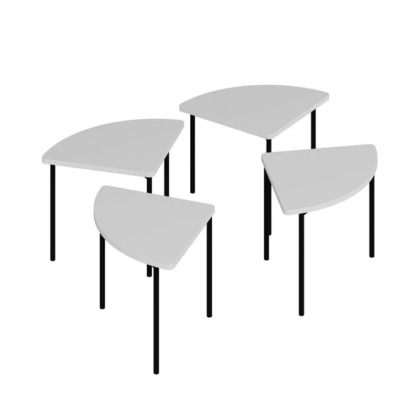 Minar Emma Zigonlu Orta Sehpa Takım-Beyaz Beyaz - Resim 5