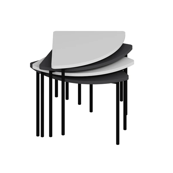 Minar Emma Zigonlu Orta Sehpa Takım-Antr Beyaz - Resim 7