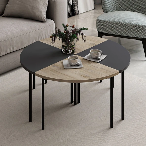 Minar Emma Zigonlu Orta Sehpa Takım-Senza Antr - Resim 2