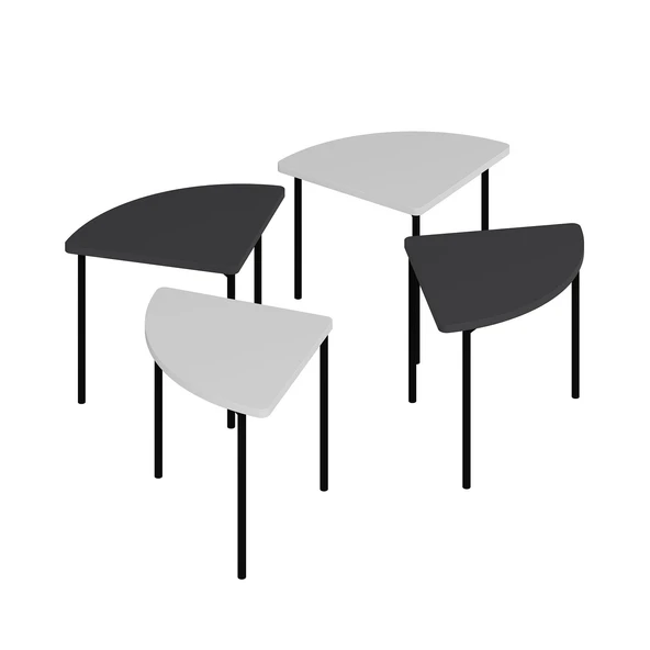 Minar Emma Zigonlu Orta Sehpa Takım-Antr Beyaz - Resim 6