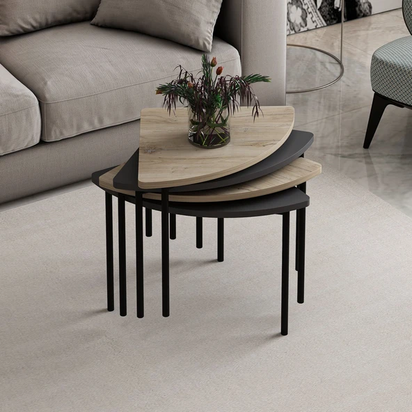 Minar Emma Zigonlu Orta Sehpa Takım-Senza Antr - Resim 4