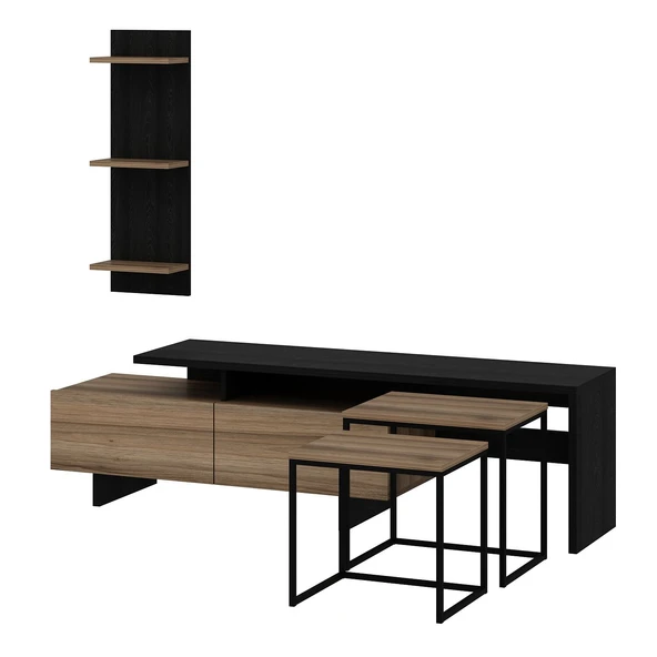 Minar Vera Tv+Vera Zigon Sehpa Set - Dore-Senron Siyah - Resim 7