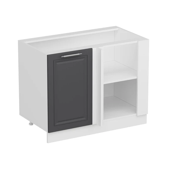 Minar Mutfak Modül Alt 1K1R 105Cm Köşe Dolap Beyaz Mebran C Antrasit - Resim 3