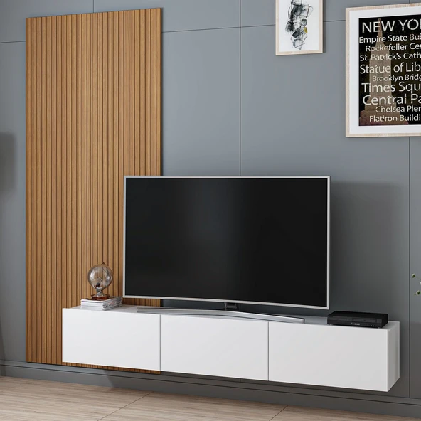 Minar Rigel Tv Dekor Panel Takım-Beyaz - Resim 4