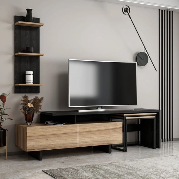 Minar Vera Tv+Vera Zigon Sehpa Set - Dore-Senron Siyah