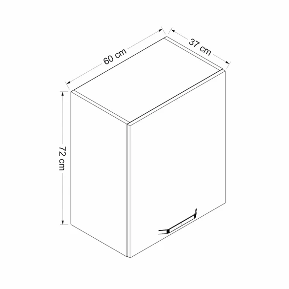 Minar Mutfak Modül Üst 1Dk2R 60Cm Dolap Beyaz Aliminyum Füme Cam - 7