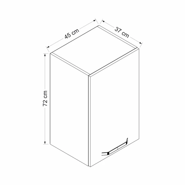 Minar Mutfak Modül Üst 1Dk2R 45Cm Dolap Beyaz Mebran C Beyaz - 7