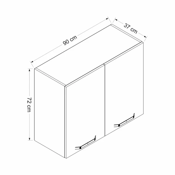 Minar Mutfak Modül Üst 2Dk1R 90Cm Dolap Beyaz Mebran C Antrasit - 7