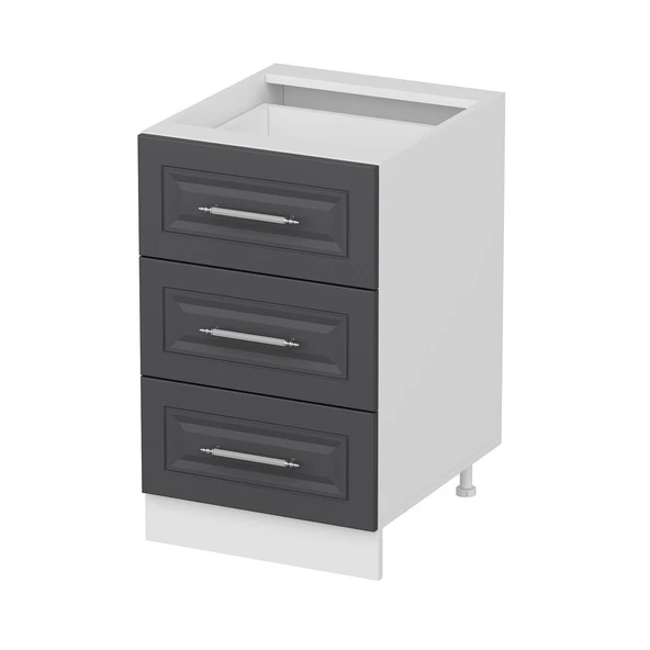 Minar Mutfak Modül Alt 3Ç Nray 50Cm Dolap Beyaz Mebran C Antrasit - 2