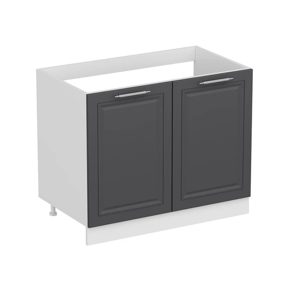 Minar Mutfak Modül Alt 2K 100Cm Evye Dolap Beyaz Mebran C Antrasit - Resim 3