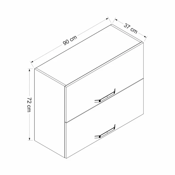 Minar Mutfak Modül Üst 2Yk1R 90Cm Dolap Beyaz Mebran C Antrasit - 7