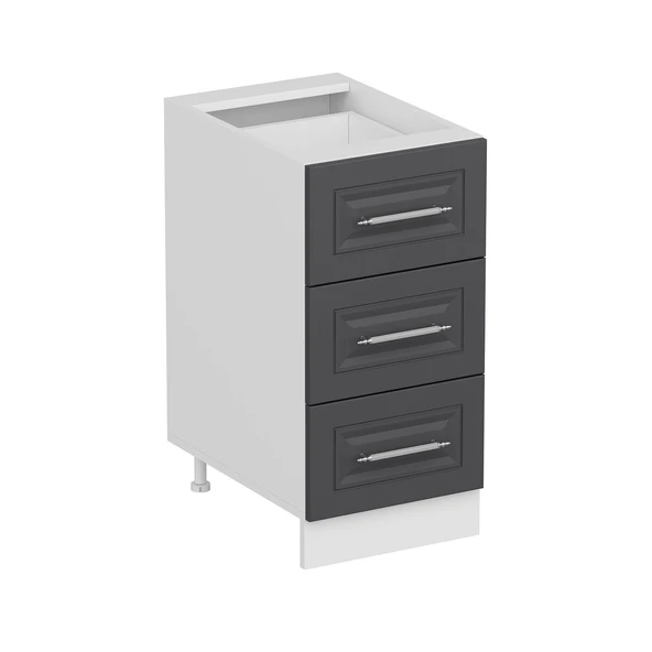 Minar Mutfak Modül Alt 3Ç Nray 40Cm Dolap Beyaz Mebran C Antrasit - Resim 3