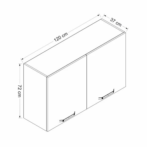 Minar Mutfak Modül Üst 2Dk1R 120Cm Dolap Beyaz Mebran C Antrasit - 6
