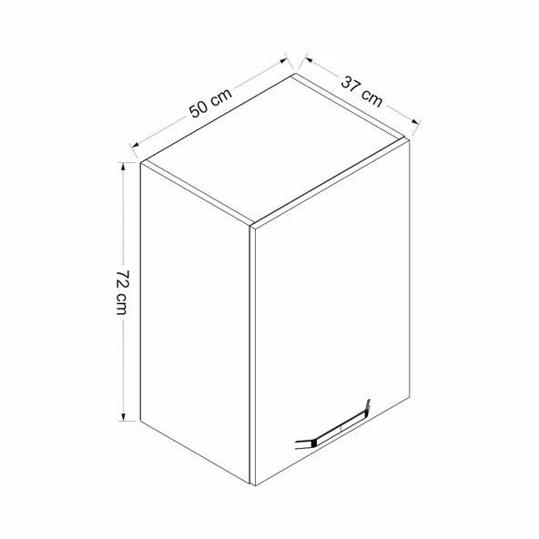 Minar Mutfak Modül Üst 1Dk2R 50Cm Dolap Beyaz Cam Mebran C Beyaz - 7