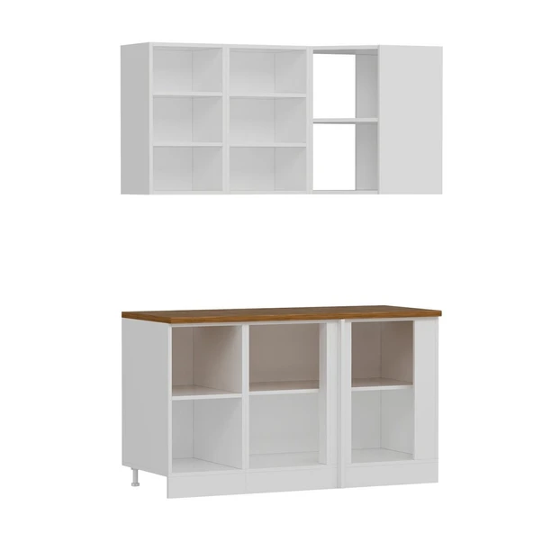 Minar 145Cm Köşe Mutfak Dolabı Beyaz Antrasit K145-Mcba1 - Resim 6