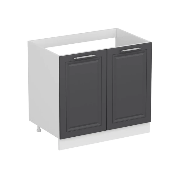 Minar Mutfak Modül Alt 2K 80Cm Evye Dolap Beyaz Mebran C Antrasit - Resim 3