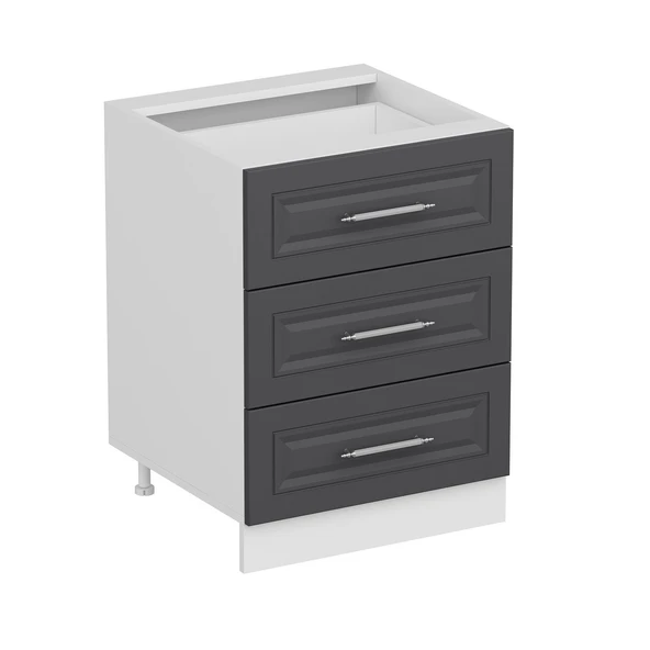 Minar Mutfak Modül Alt 3Ç Nray 60Cm Dolap Beyaz Mebran C Antrasit - Resim 3