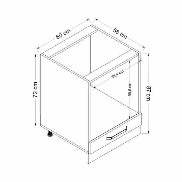 Minar Mutfak Modül Alt 1K 60Cm Ank Dolap Beyaz Mebran C Beyaz - Resim 7