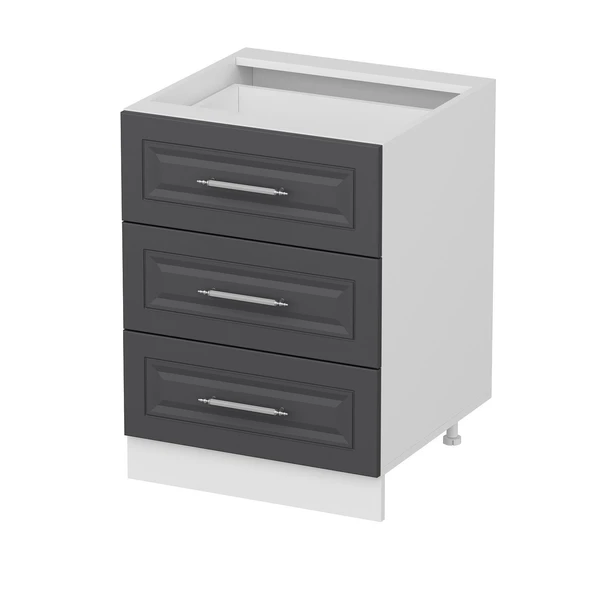 Minar Mutfak Modül Alt 3Ç Nray 60Cm Dolap Beyaz Mebran C Antrasit - Resim 2