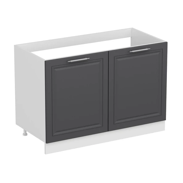 Minar Mutfak Modül Alt 2K 120Cm Evye Dolap Beyaz Mebran C Antrasit - Resim 3