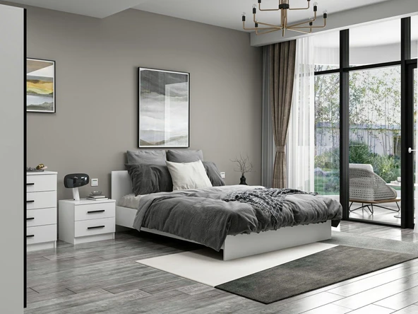 Minar Kale190 Yatak Odası Set 84 Beyaz Cam Kapak - Resim 3