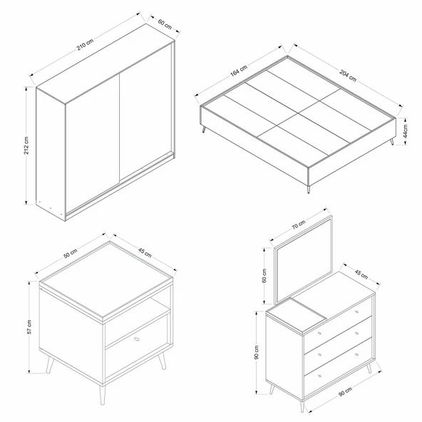 Minar Lara Yatak Odası Set 2 - Senza - Resim 6