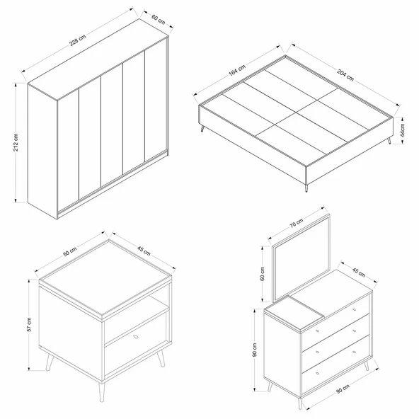Minar Lara Yatak Odası Set 1 - Senza - Resim 6