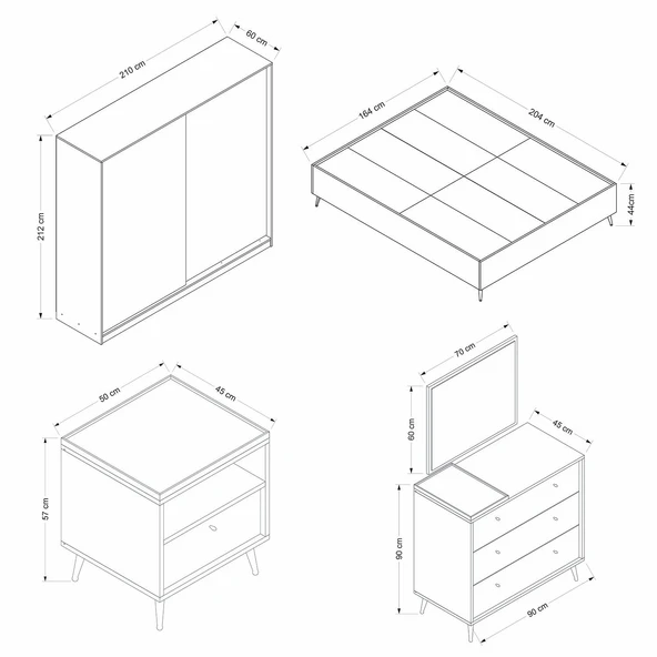 Minar Lara Yatak Odası Set 2 - Beyaz - Resim 6