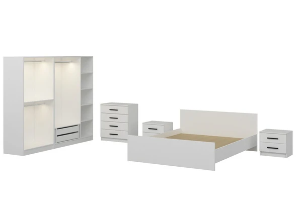 Minar Kale190 Yatak Odası Set 84 Beyaz Cam Kapak - Resim 6