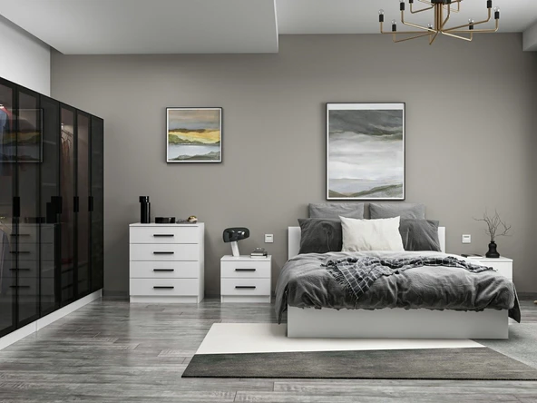 Minar Kale210 Yatak Odası Set 88 Beyaz Cam Kapak - Resim 3