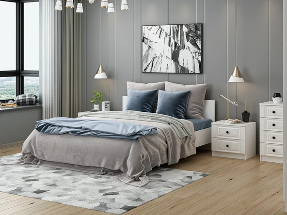 Minar Kale210 Yatak Odası Set 60 Beyaz Mebran - Resim 3