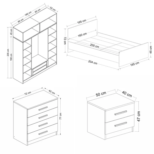 Minar Kale190 Yatak Odası Set 65 Beyaz Mebran - Resim 7