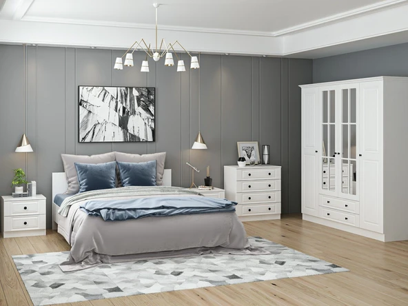 Minar Kale190 Yatak Odası Set 68 Beyaz Mebran - Resim 3