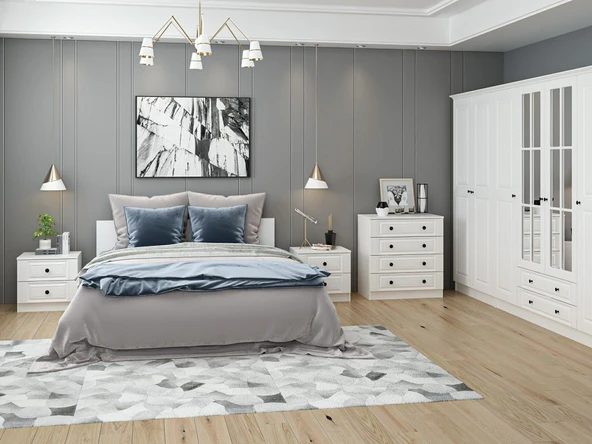 Minar Kale190 Yatak Odası Set 70 Beyaz Mebran - Resim 3